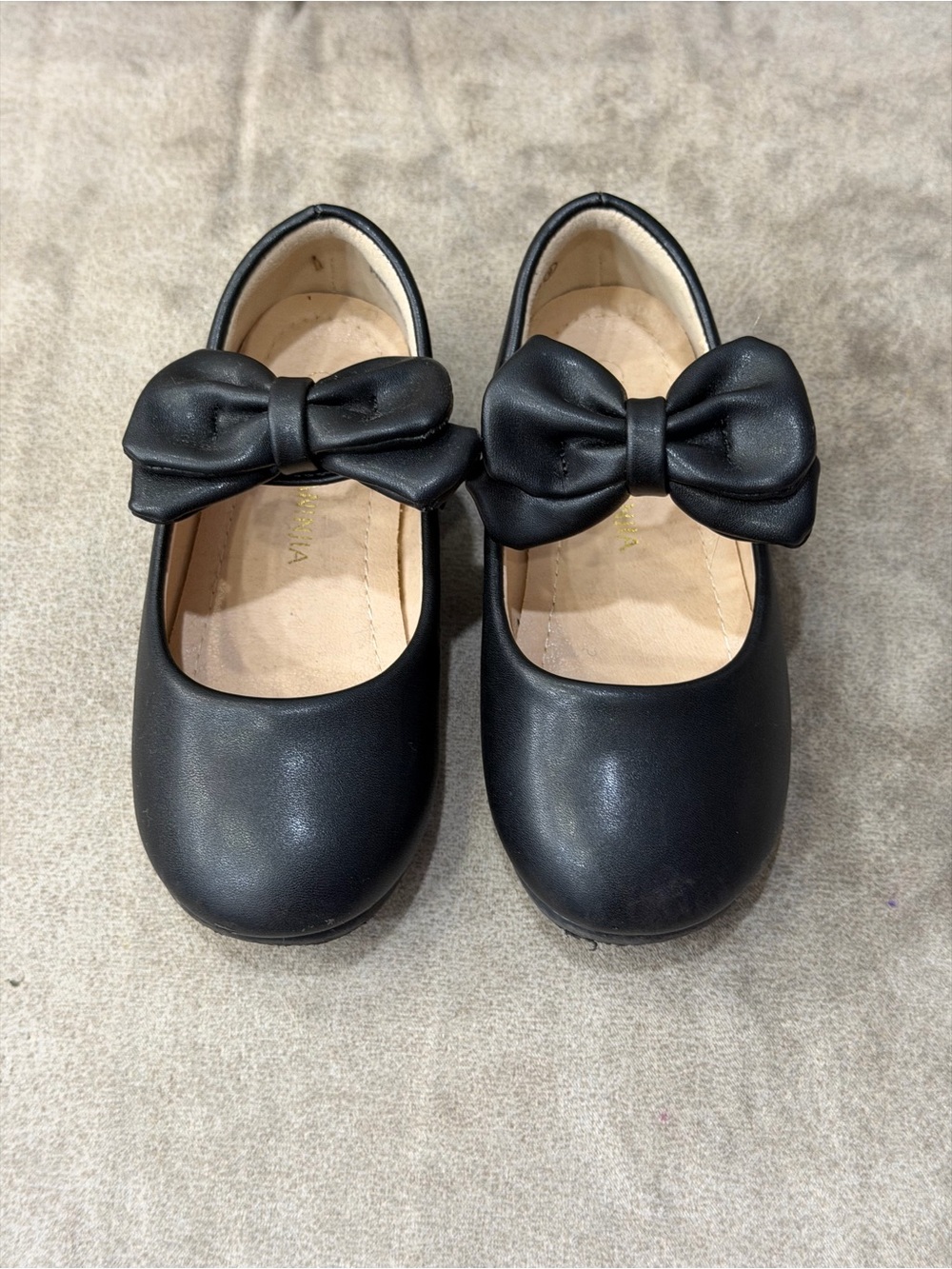 Pandaninjia Girls Black Mary Jane Bow Flats Size 9 Dress Shoes Velcro